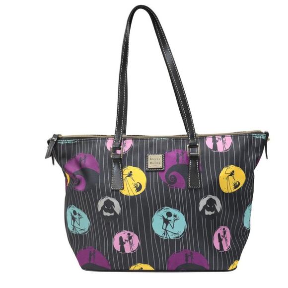 Dooney & Bourke Parks Nightmare Before Christmas Jack Sally Black Canvas Tote - Picture 1 of 8